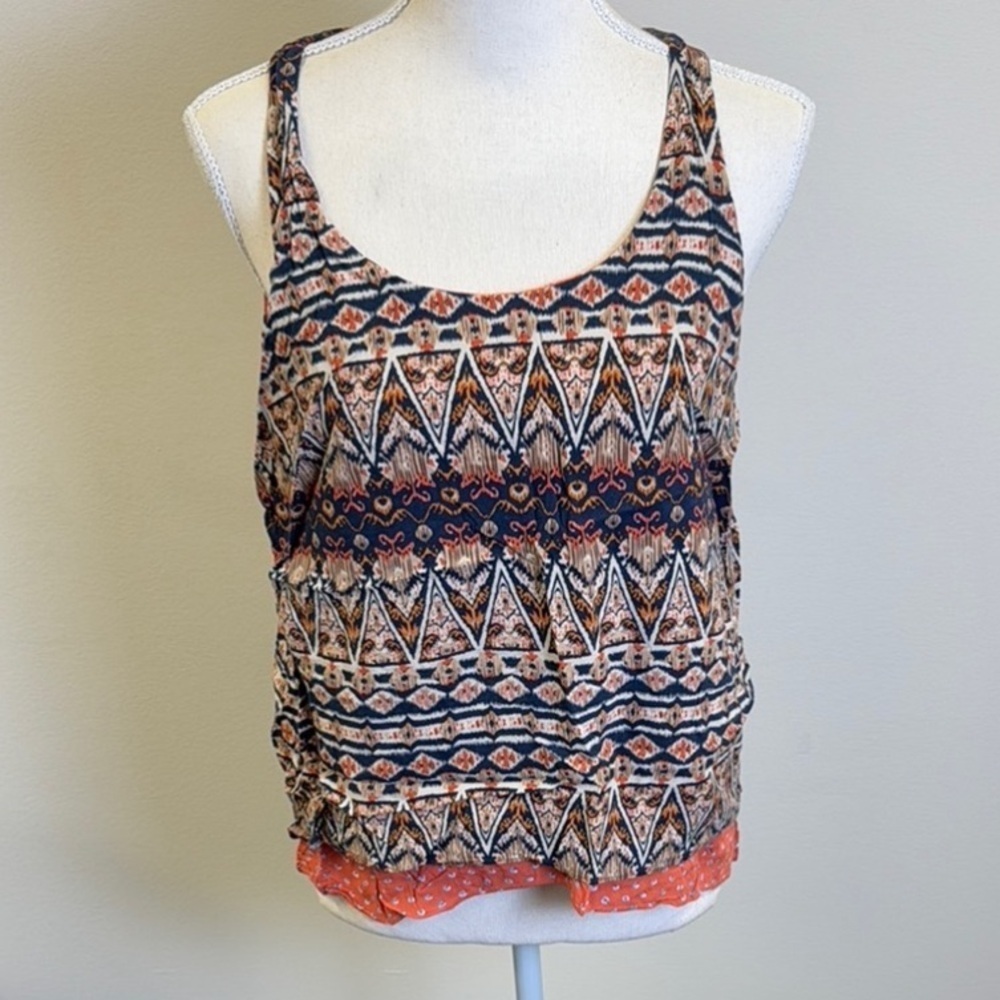 Dalia Collection Size M Patterned Sleeveless Top - Multicolor